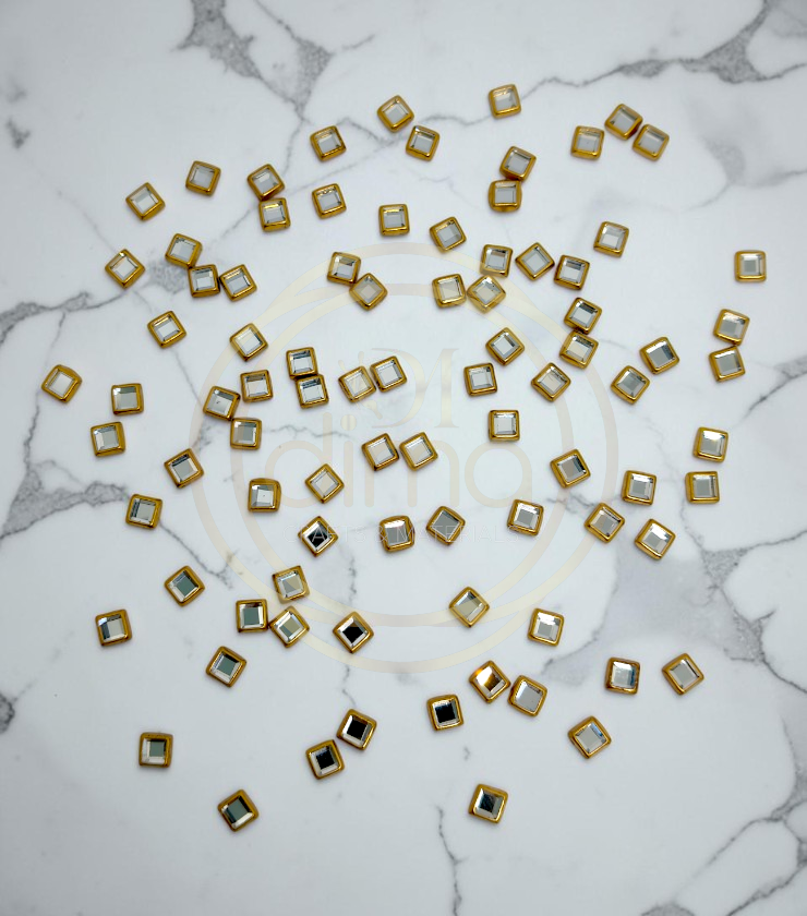 White Kundan Stone Square 3x3