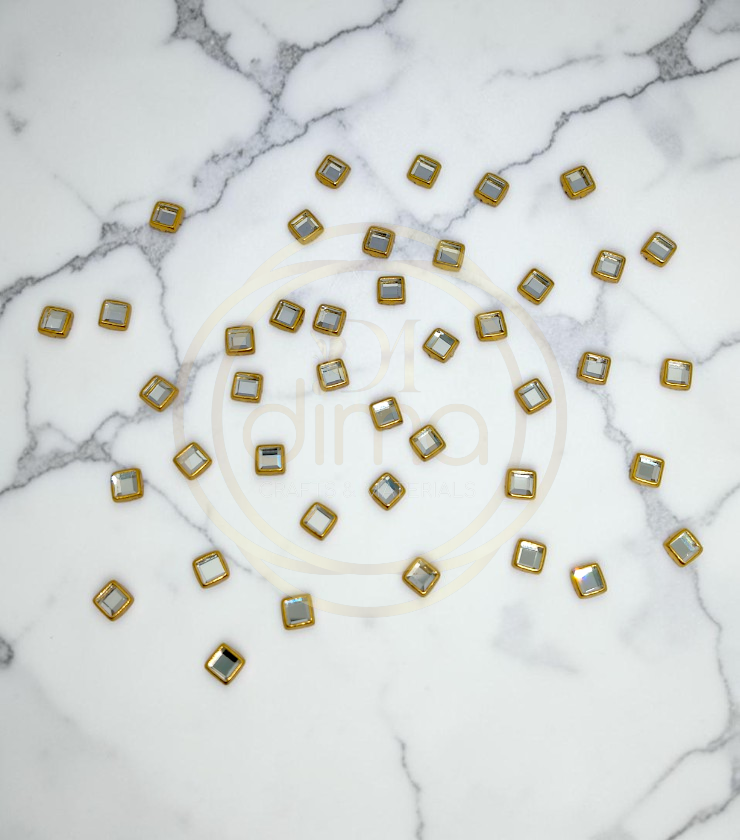 White Kundan Stone Square 4x4