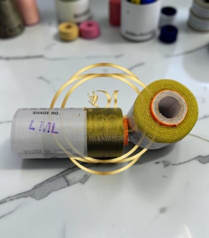 Double Bell Silk Thread Shade LML Antique Olive Gold
