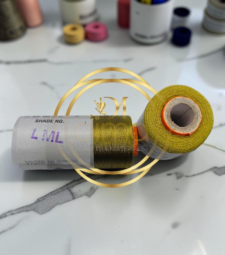 Double Bell Silk Thread Shade No. LML Antique Olive Gold