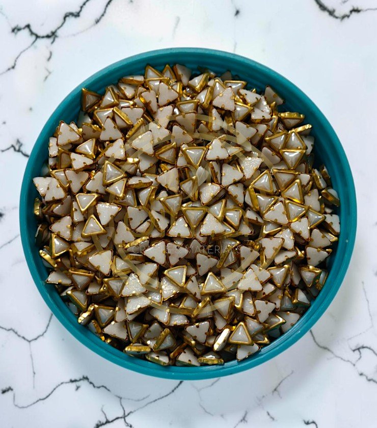 White Pearl Kundan Stone - Triangle 6x6