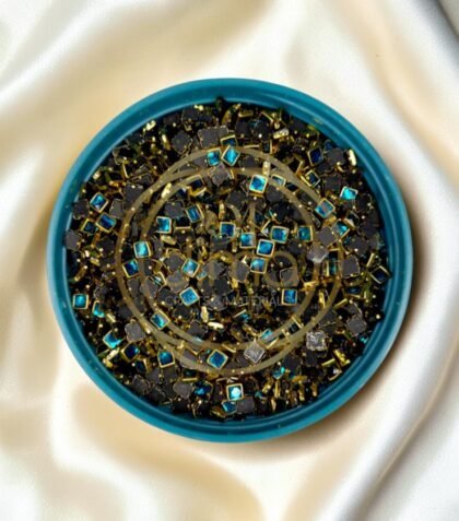 Glossy Square Shape Kundan Stones Blue Color 01