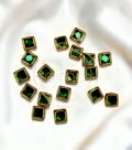 Glossy Square Shape Kundan Stones Dark Green Color 02