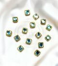Glossy Square Shape Kundan Stones Light Blue Color 01