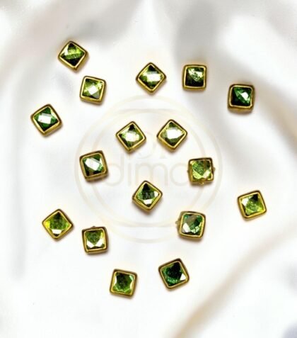 Glossy Square Shape Kundan Stones Light Green Color 02