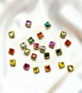 Glossy Square Shape Kundan Stones Multi Color 01