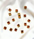 Glossy Square Shape Kundan Stones Orange Color 02