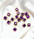 Glossy Square Shape Kundan Stones Purple Color 02