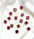 Glossy Square Shape Kundan Stones Rani Pink Color 02