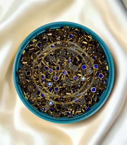 Glossy Square Shape Kundan Stones Royal Blue Color 01