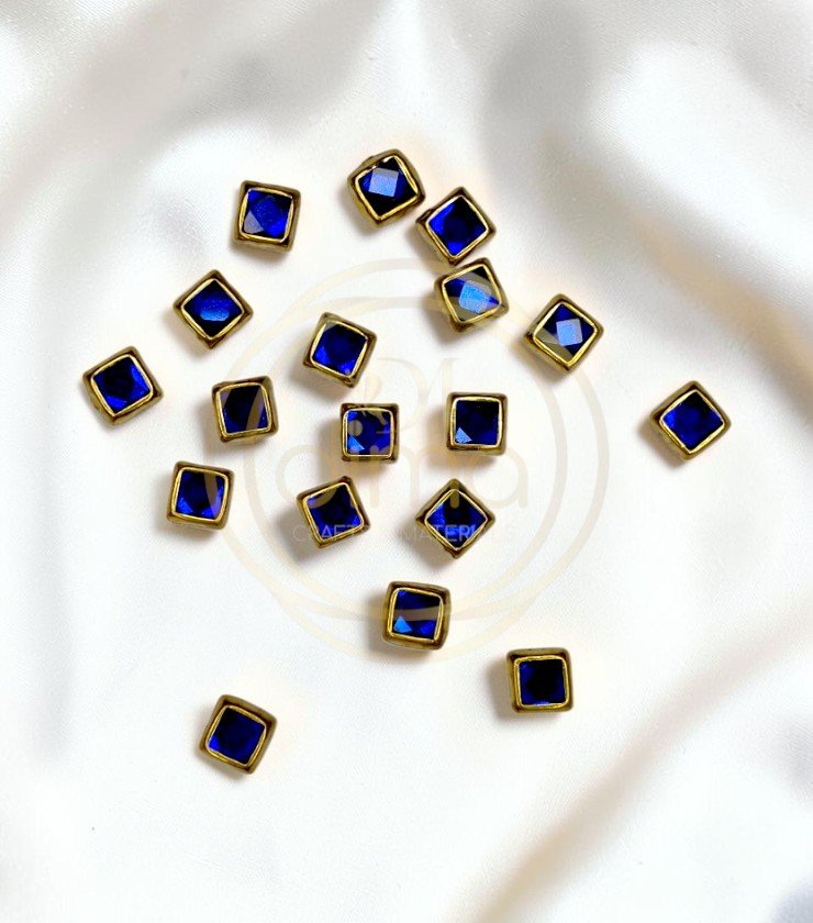 Glossy Square Shape Kundan Stones Royal Blue Color 02 Glossy Square Shape Kundan Stones Royal Blue Color 02