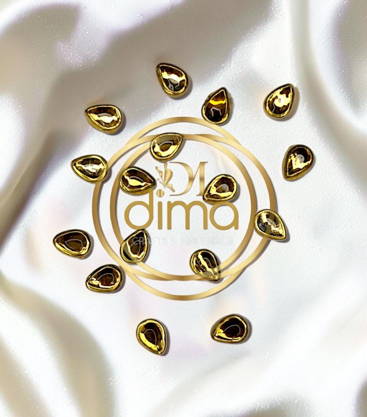 Kundan Stones Drop Shape 6X4MM Gold Color 01