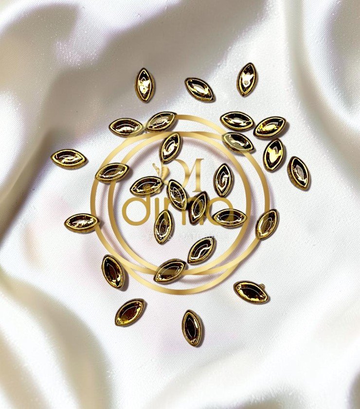 Kundan Stones Eye Shape 6MM Gold Color 02 Kundan Stones Eye Shape 6MM Gold Color 02