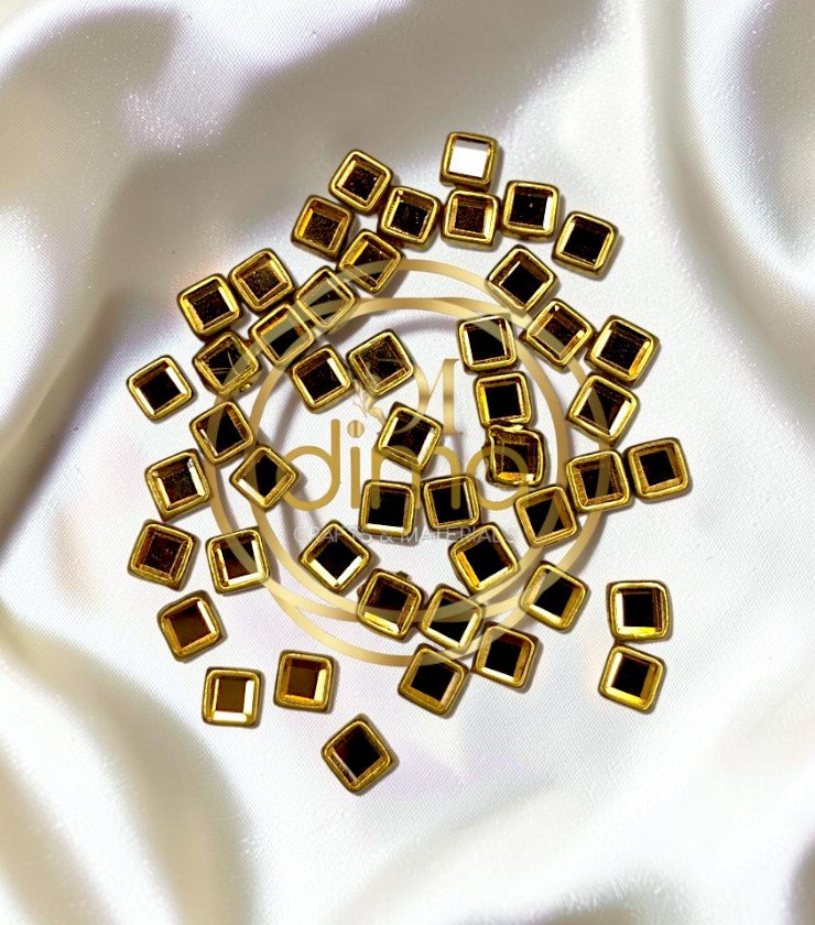 Kundan Stones Square Shape 4X4MM Gold Color 02